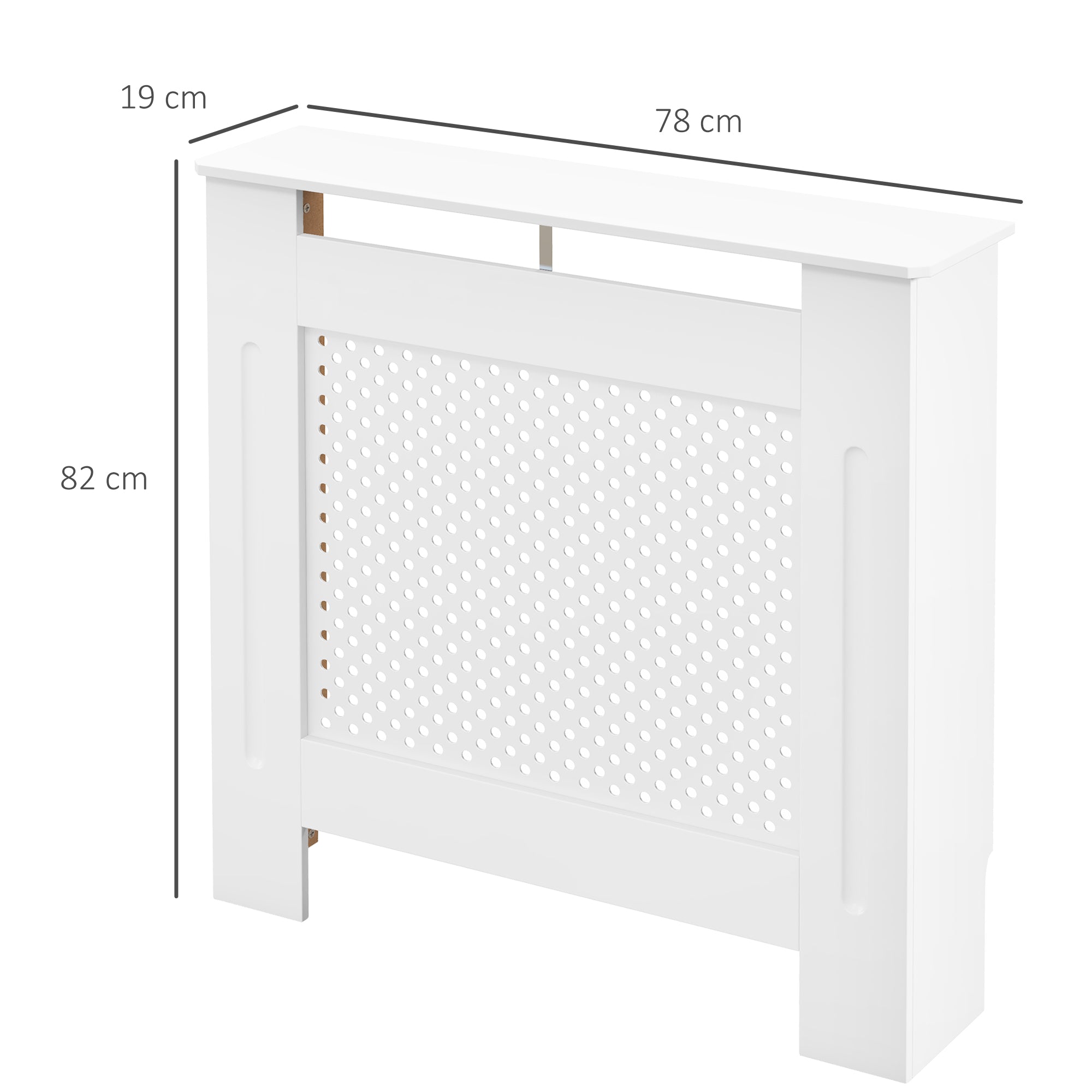 HOMCOM Wooden Radiator Cover Heating Cabinet Modern Home Furniture Grill Style White Painted (Small)