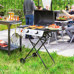 Outsunny Two-Burner Portable Suitcase BBQ in Black