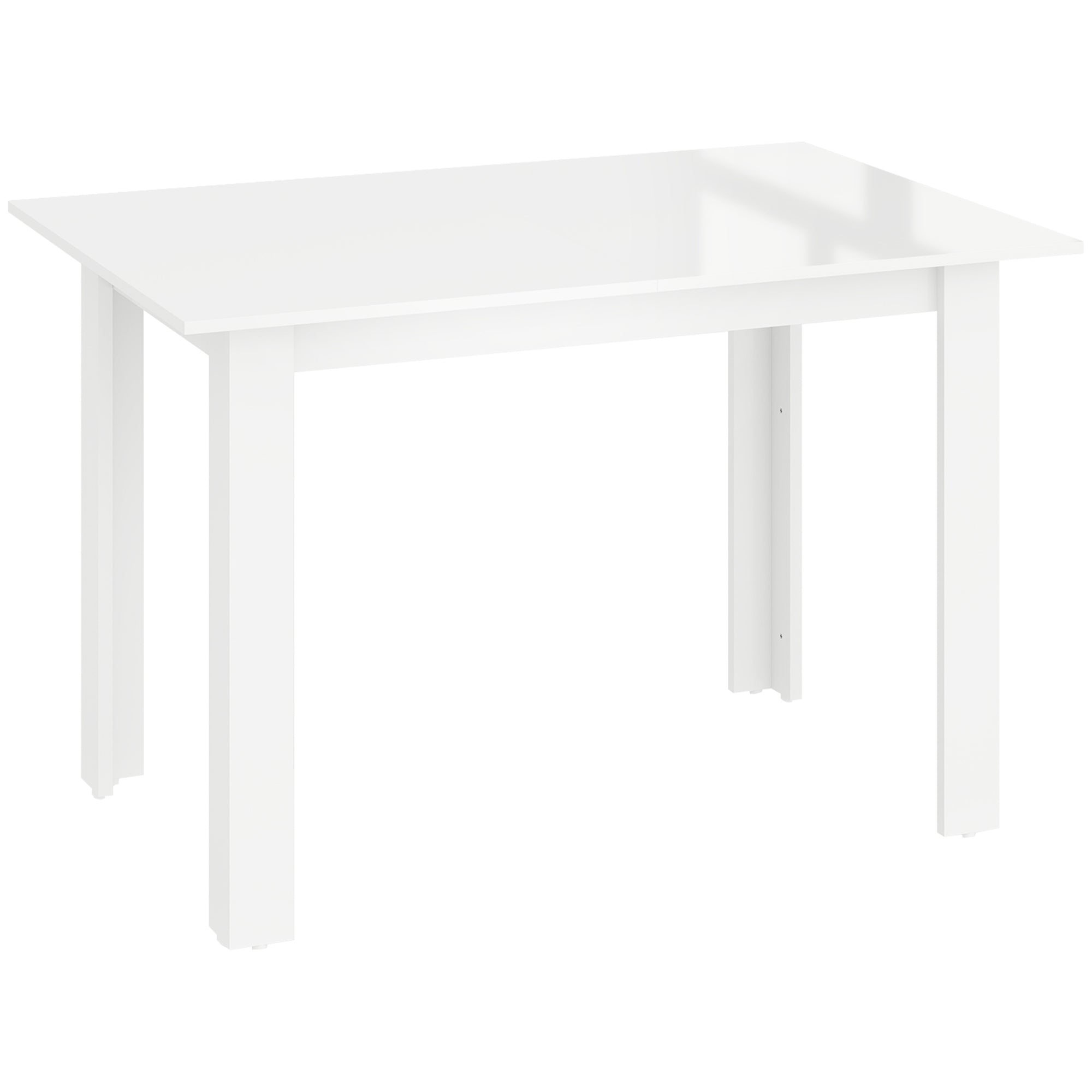 HOMCOM Extending Six-Person High Gloss Dining Table - White