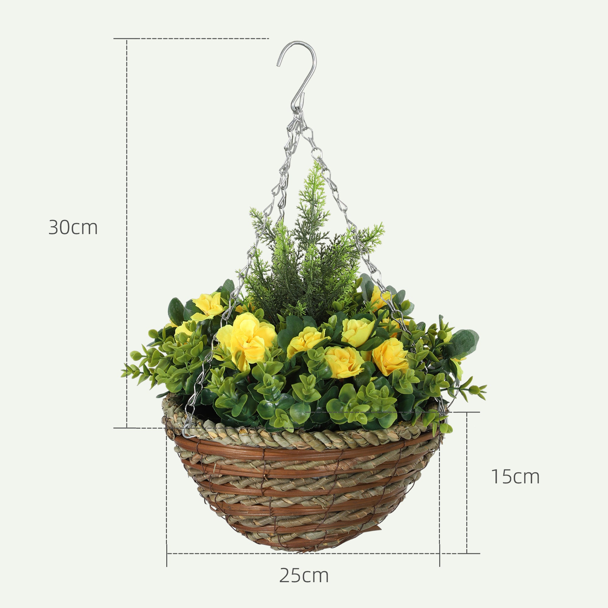 Outsunny Set of Two Hanging Lisianthus Flower Pots - Yellow/Green
