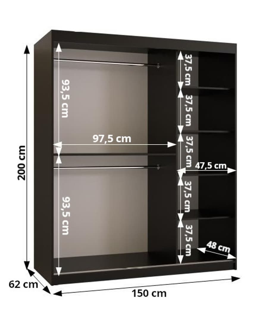 Ramiro II Sliding Door Wardrobe 150cm - product image 3