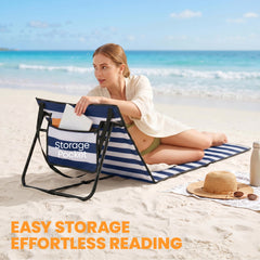 Outsunny Set of 2 Foldable Garden Beach Chair Mat, Outdoor Sun Lounger Seats with Adjustable Back, Magazine Pocket, Carry Strap