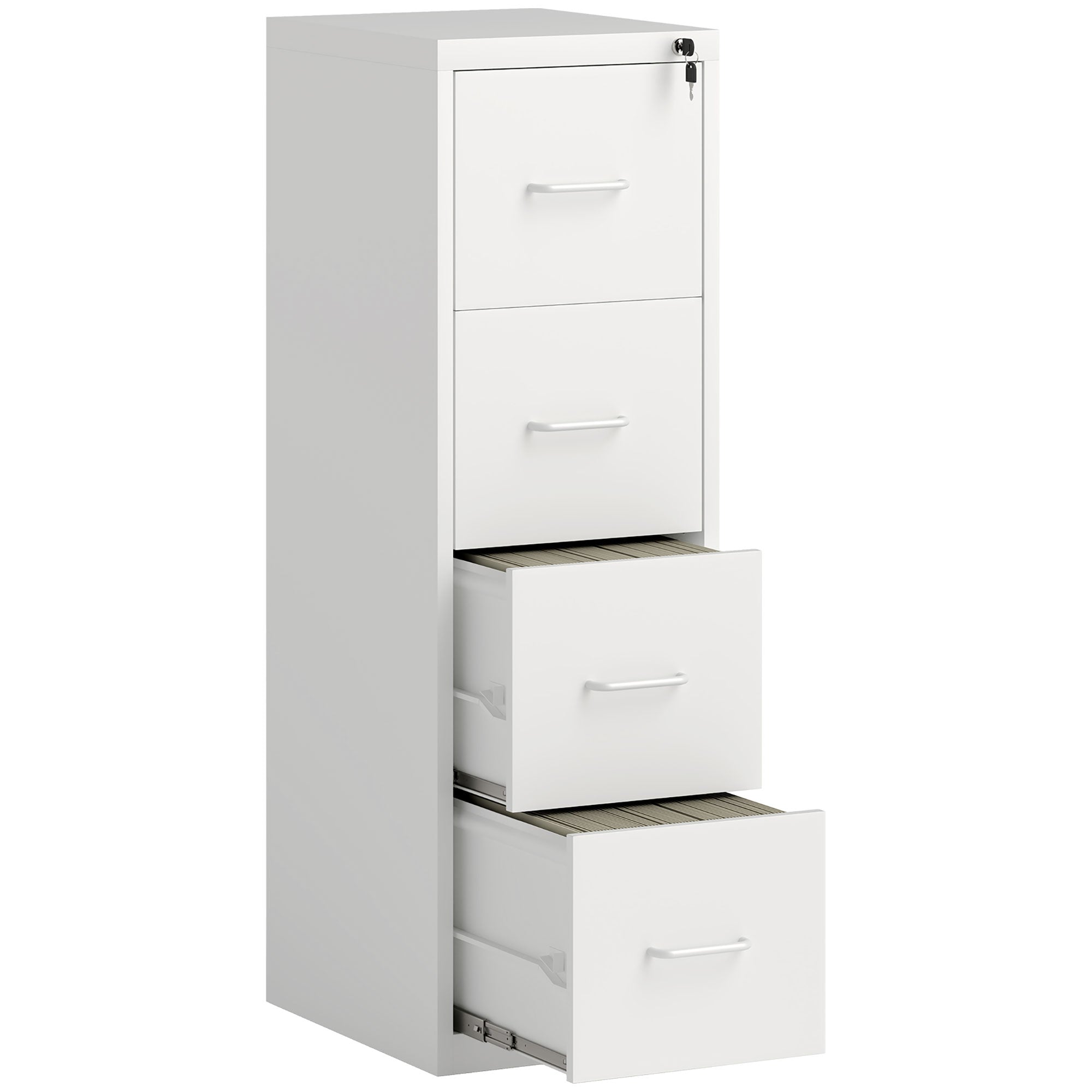HOMCOM Four-Drawer Modern Steel Filing Cabinet - White
