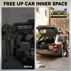 Outsunny Car Roof Bag, 21 Cubic Feet Waterproof Soft Car Roof Box Roofing Cargo Carrier w/ Reflective Arrows, Door Hooks, Yellow