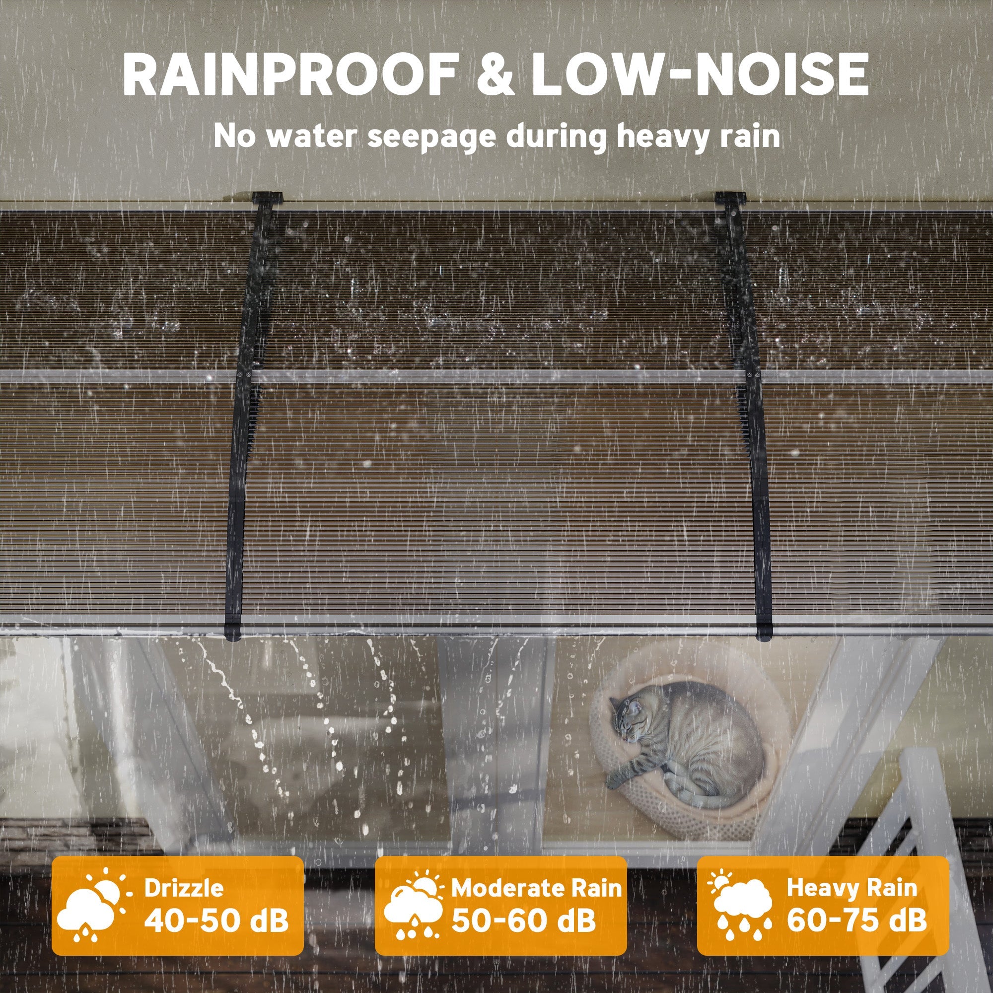 Outsunny Front Door Canopy, Outdoor Awning, Rain Shelter, 303 x 96cm , Brown