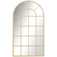 HOMCOM 110 x 65 cm Arched Decorative Wall Mirror for Bedroom Living Room, Modern Window Bathroom Mirror for Home Decor