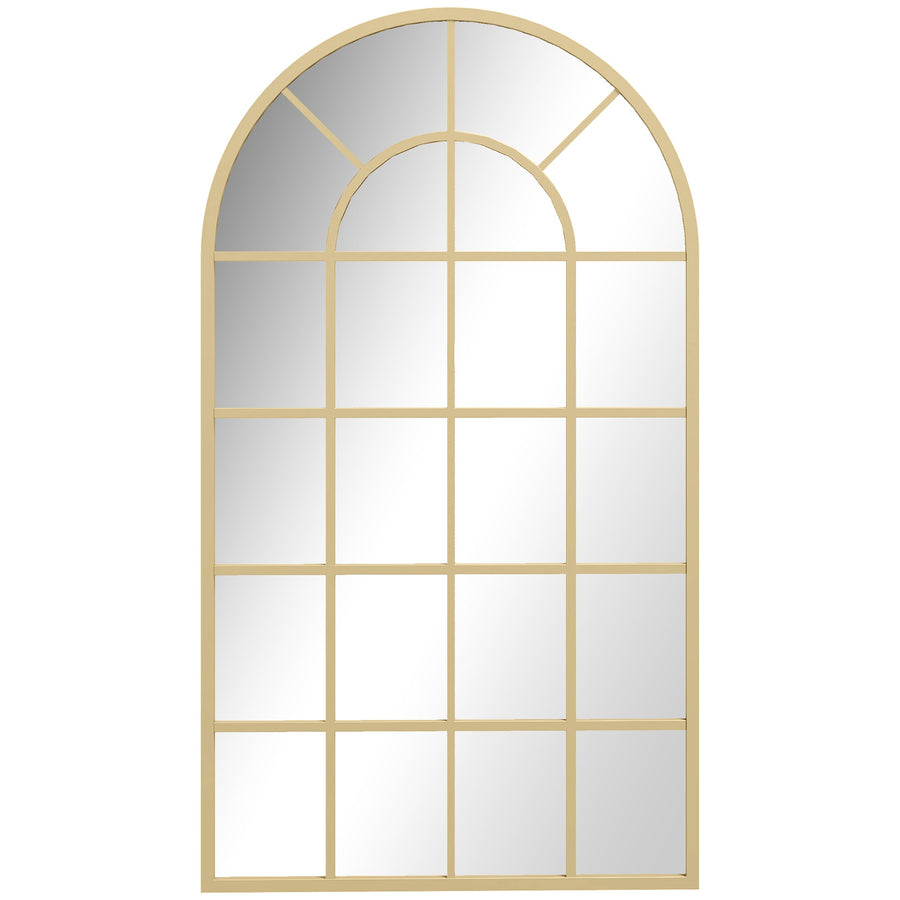 HOMCOM 110 x 65 cm Arched Decorative Wall Mirror for Bedroom Living Room, Modern Window Bathroom Mirror for Home Decor