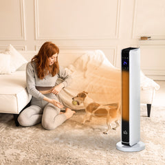 HOMCOM 1100W/2200W Space Heater with 65° Oscillation, Electric Heater with 2 Heat and Fan, 8-Hour Timer, Overheat & Tip Over Protection for Bedroom, 29 inch