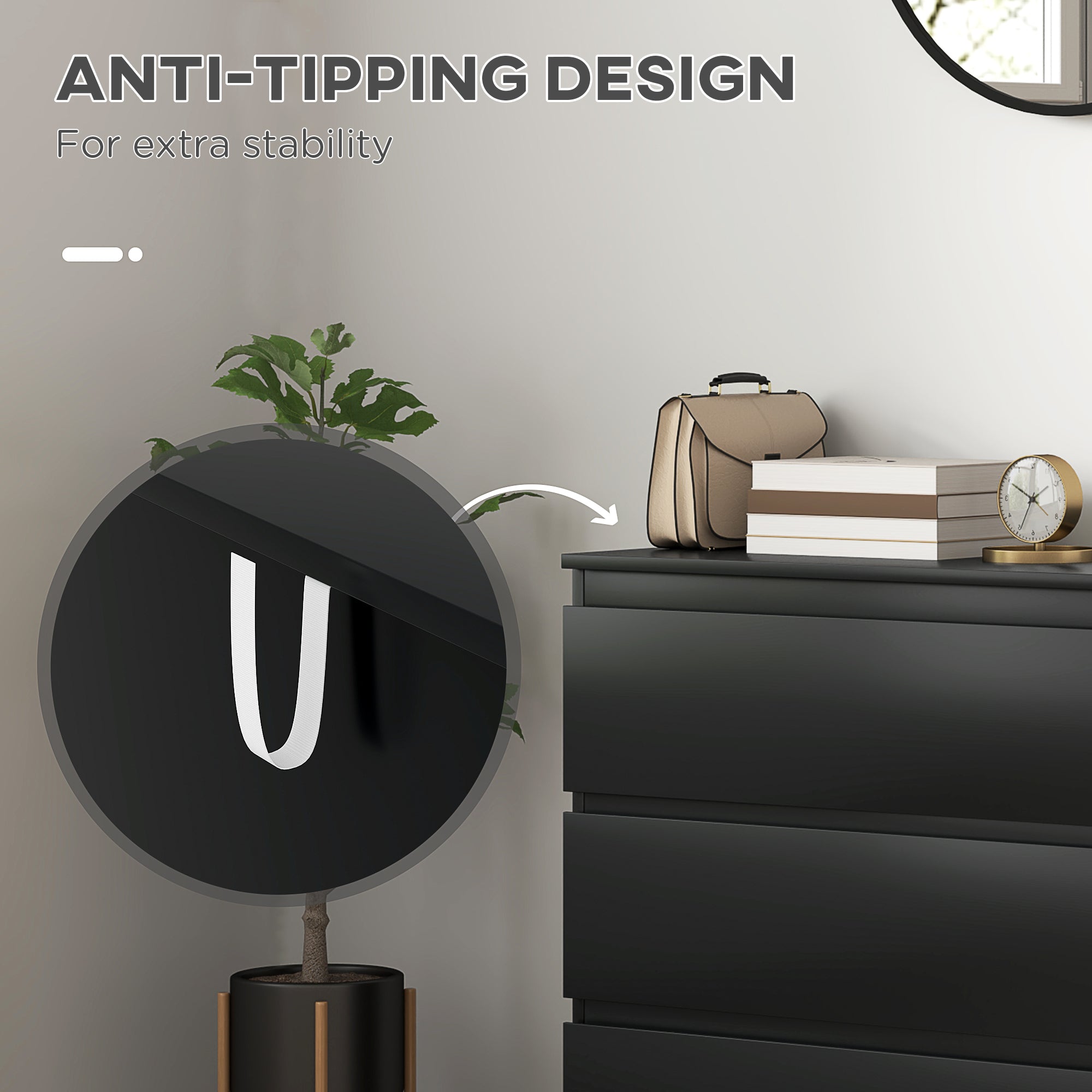 HOMCOM Chest of Three Drawers - Black