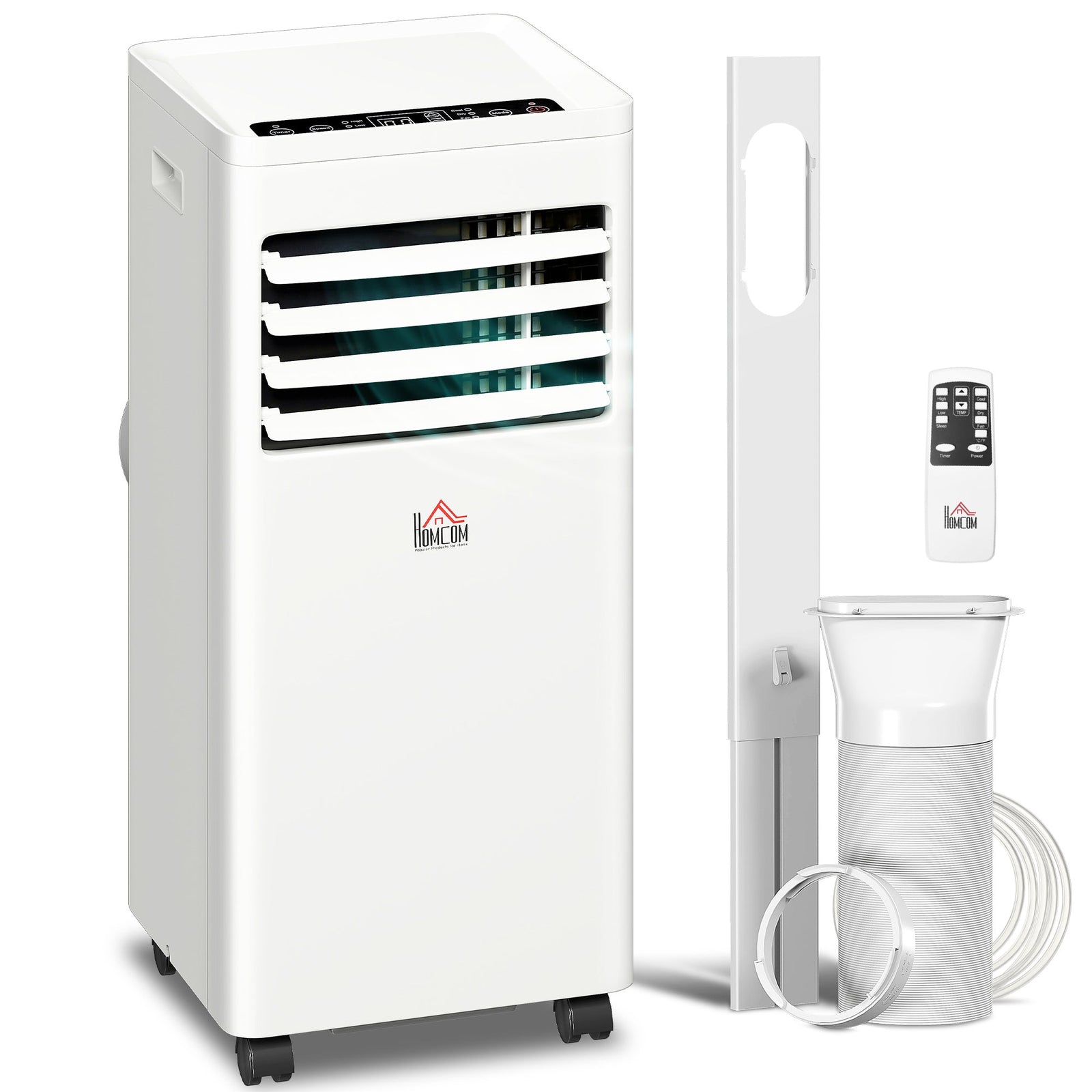 HOMCOM Portable Air Conditioner 5000 BTU, 4-in-1 Cooling, Dehumidifier, Fan, Sleep Mode, Air Conditioning Unit with Digital Display & Remote Control, 24H Timer, Window Venting Kit, for Room up to 18㎡