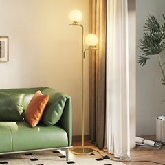 HOMCOM LED Floor Lamp, Modern Standing Lamp with 3 Colour Temperatures, Globe Glass Shades and Foot Switch, Gold Tone