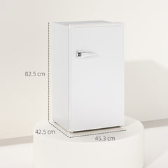HOMCOM Under Counter Fridge, 85L Small Retro Refrigerator with Chiller Box, Adjustable Thermostat, Glass Shelves, White