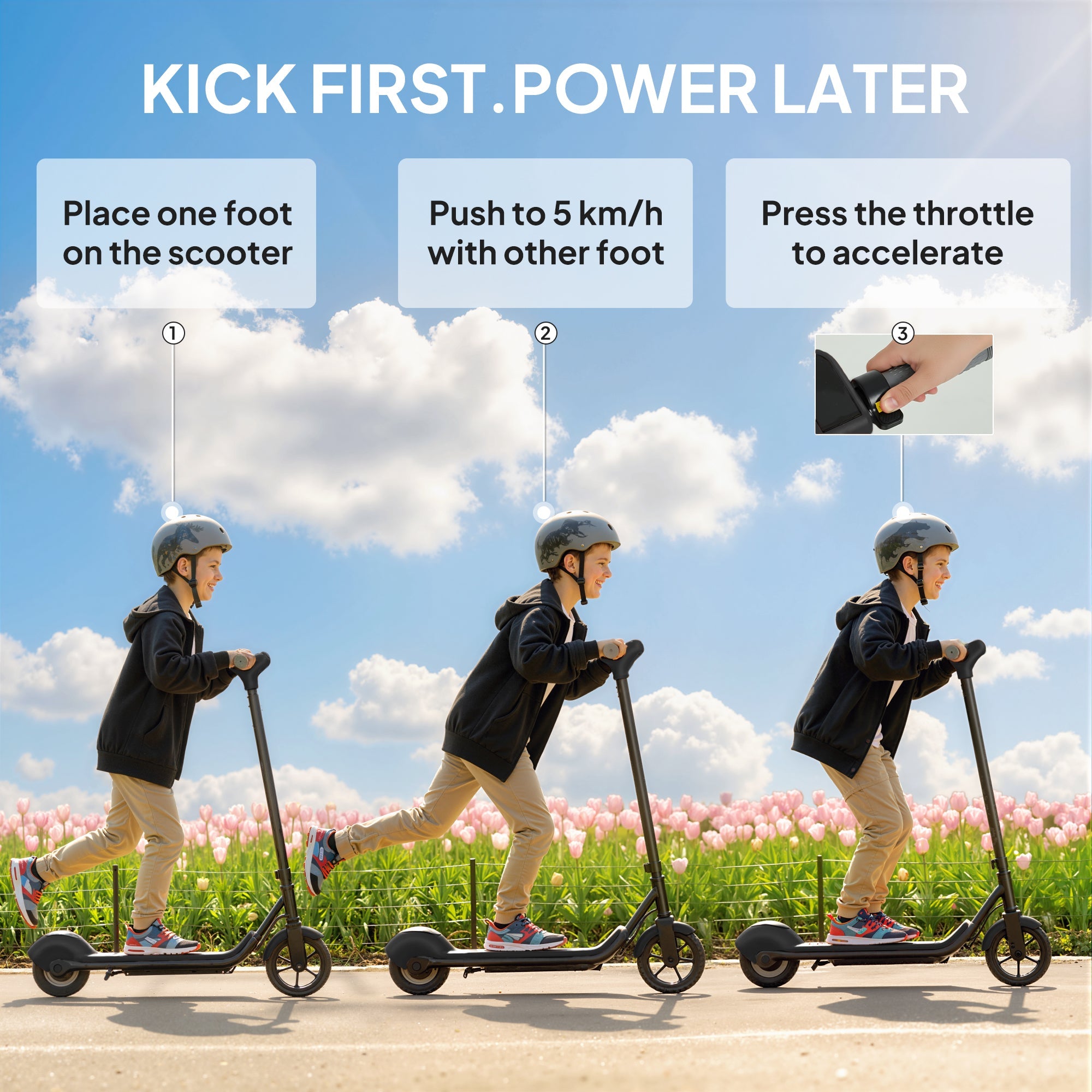 SPORTNOW Electric Scooter for Kids, with LED Display, Black