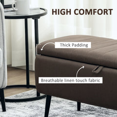 HOMCOM Linen-Look 92 x 31cm Storage Ottoman - Dark Brown