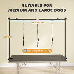 PawHut Dog Grooming Arm Adjustable H-Shape Dog Grooming Table Arm with Clamp and 3 Nooses Black