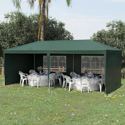 6x3 m Party Tent Gazebo Marquee Outdoor Patio Canopy Shelter with Windows and Side Panels, Green