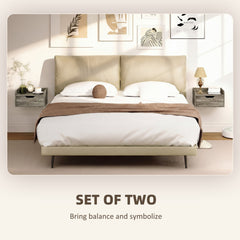 HOMCOM Floating Nightstands Set of 2, Wall Mounted Bedside Table with Drawer for Bedroom, Grey Wood Effect