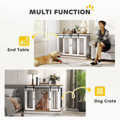 PawHut Dog Crate Furniture for Large Dogs, Double Dog Cage for Small Dogs