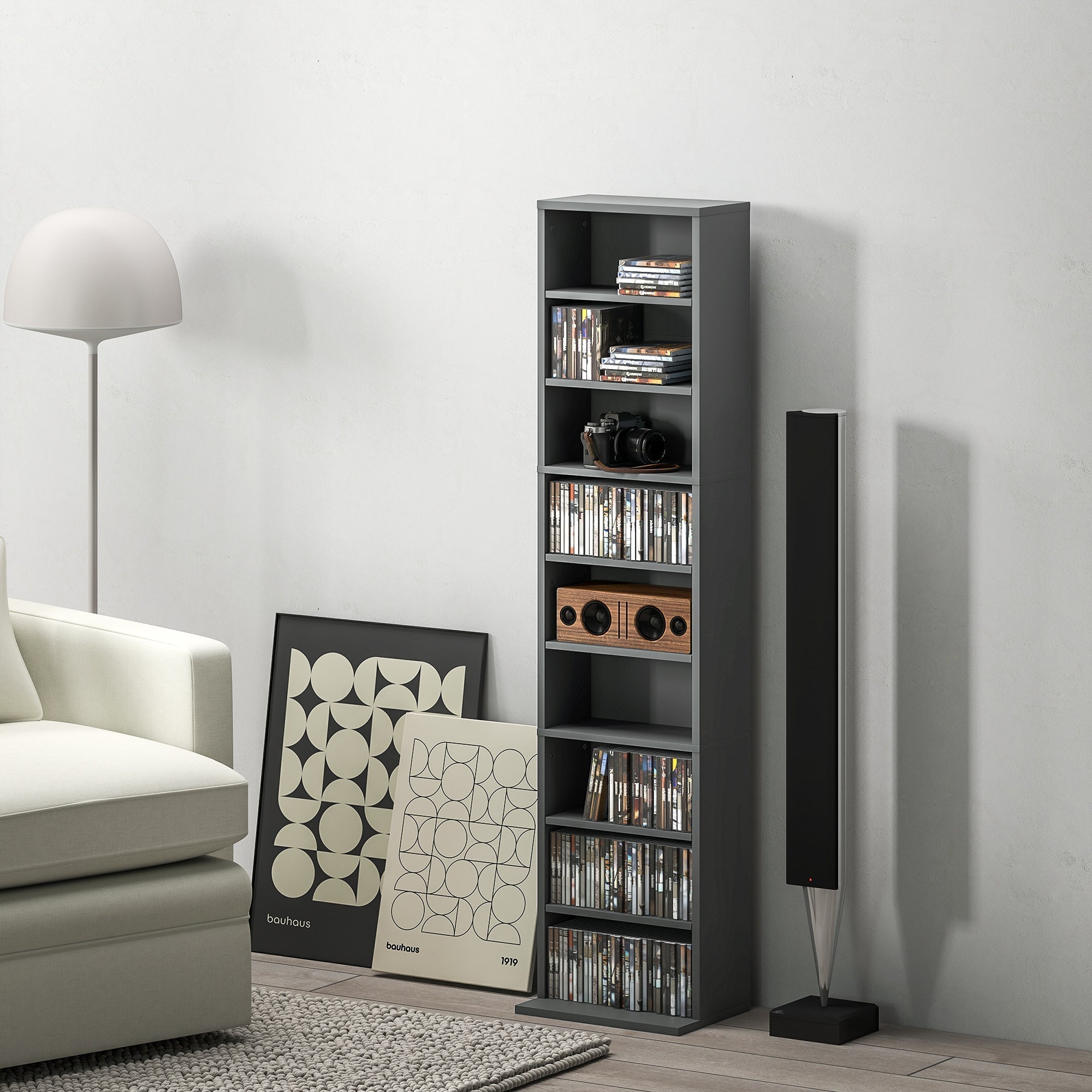 HOMCOM 260 Narrow CD Storage Unit - Grey