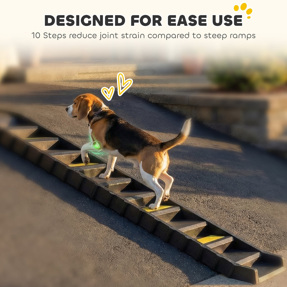 PawHut Dog Car Ramp with Anti-Slip Steps, 10-Steps Pet Stairs for Pets to Access Cars and High Beds, Black
