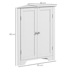 kleankin Triangle Bathroom Cabinet, Corner Bathroom Storage Unit with Adjustable Shelf and Recessed Door, Free Standing, White