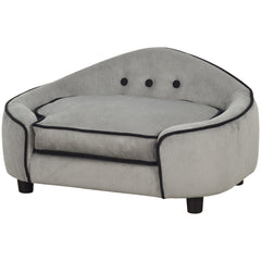 PawHut Dog Sofa for XS and S Size Dogs, Pet Chair Bed with Soft Cushion, Cat Sofa Couch with Washable Cover, Wooden Frame, 66.5 x 45 x 35.5 cm, Grey