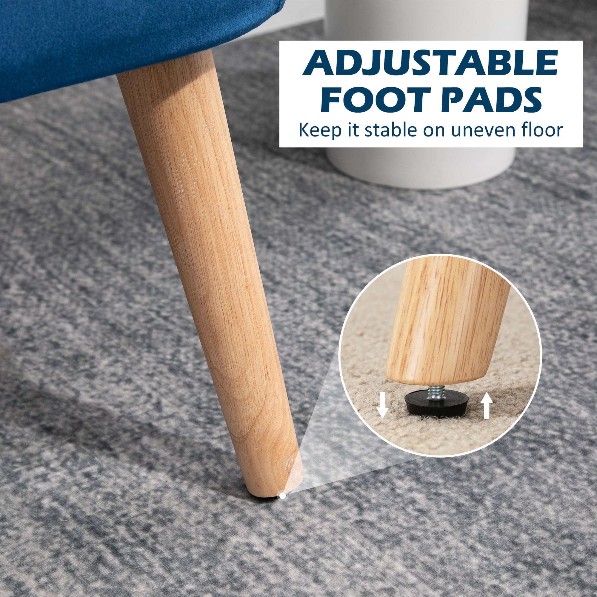 HOMCOM Modern Velvet Double Seat Sofa w/ Wood Frame Foam Padding High Back Soft Comfortable Compact Couch Blue