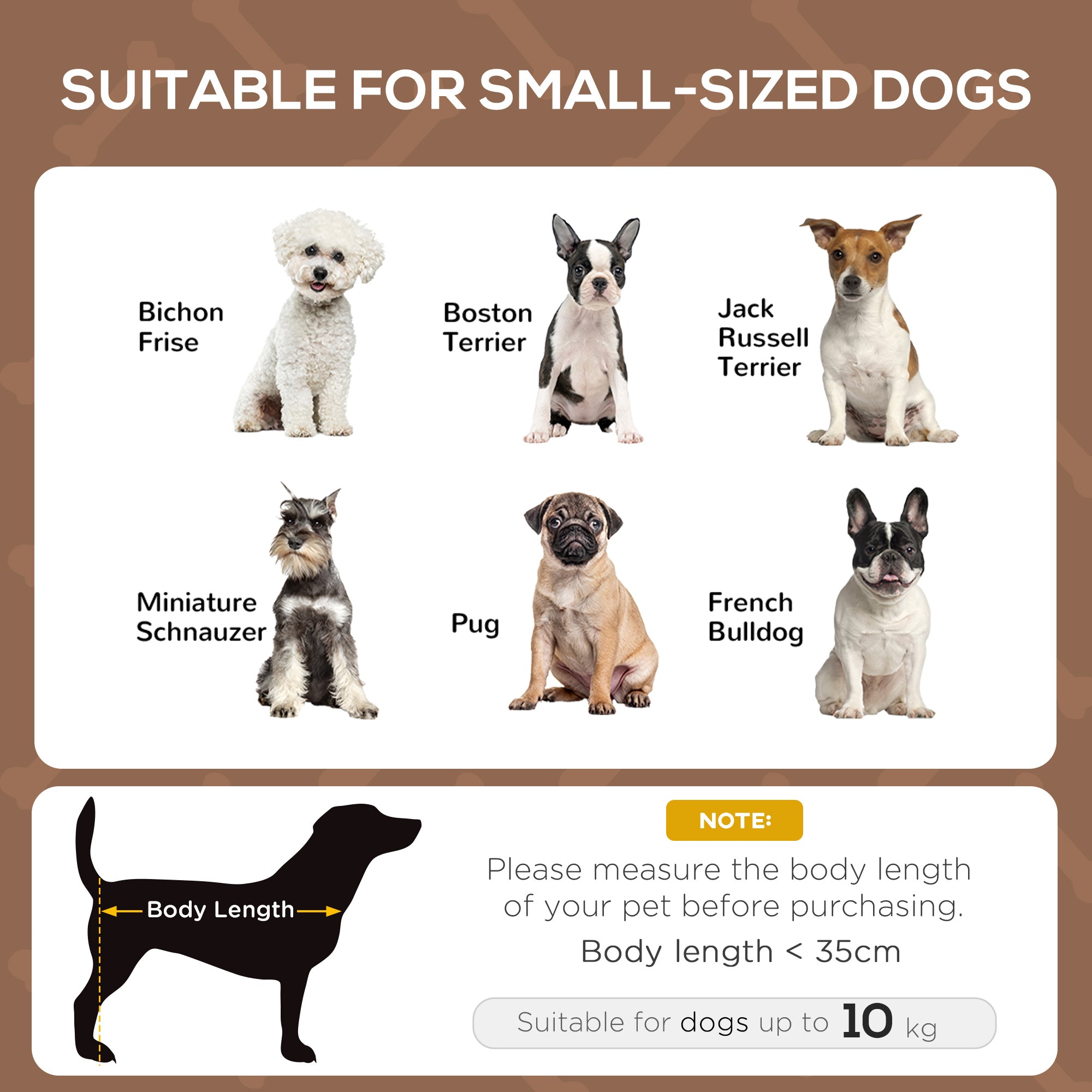 PawHut Raised Dog Bed Waterproof Elevated Pet Cot with Breathable Mesh UV Protection Canopy Brown, for Small Dogs, 61 x 46 x 62cm