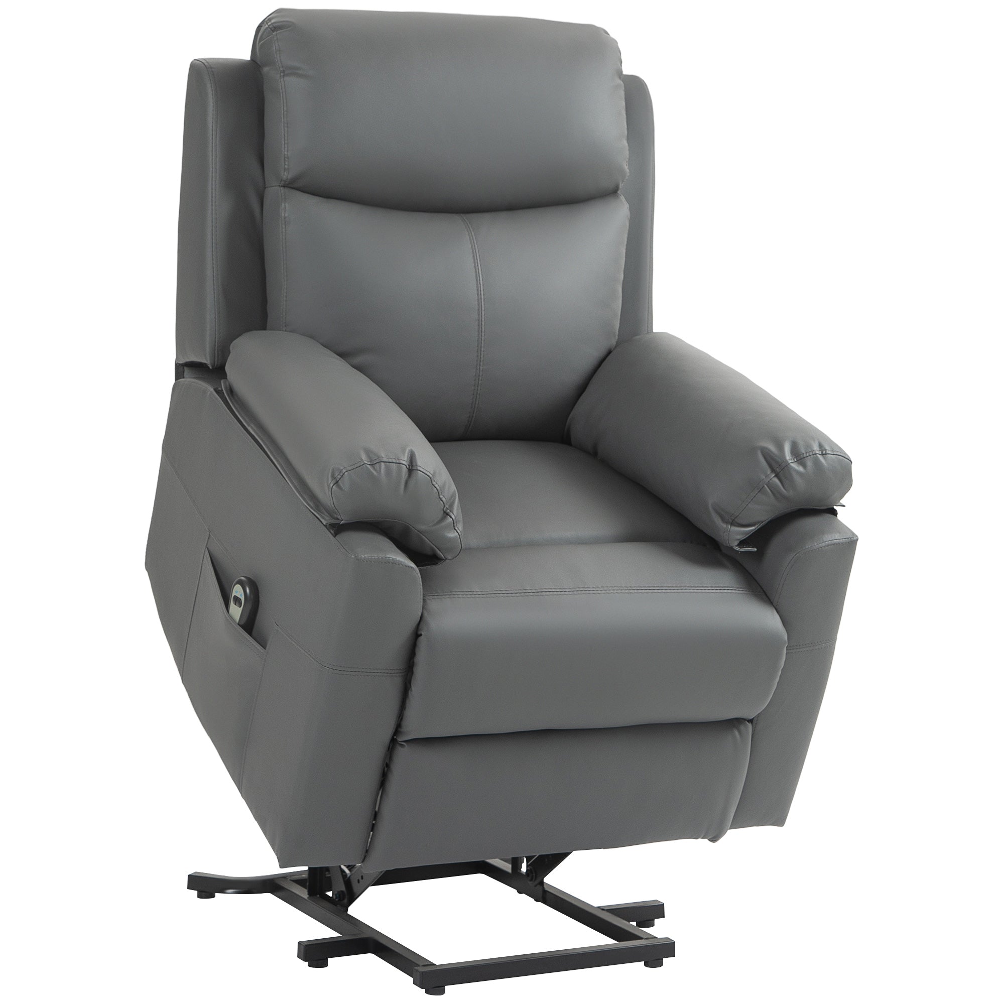 HOMCOM Faux Leather 70√Ç¬∞ Electric Riser Recliner Chair, Charcoal Grey