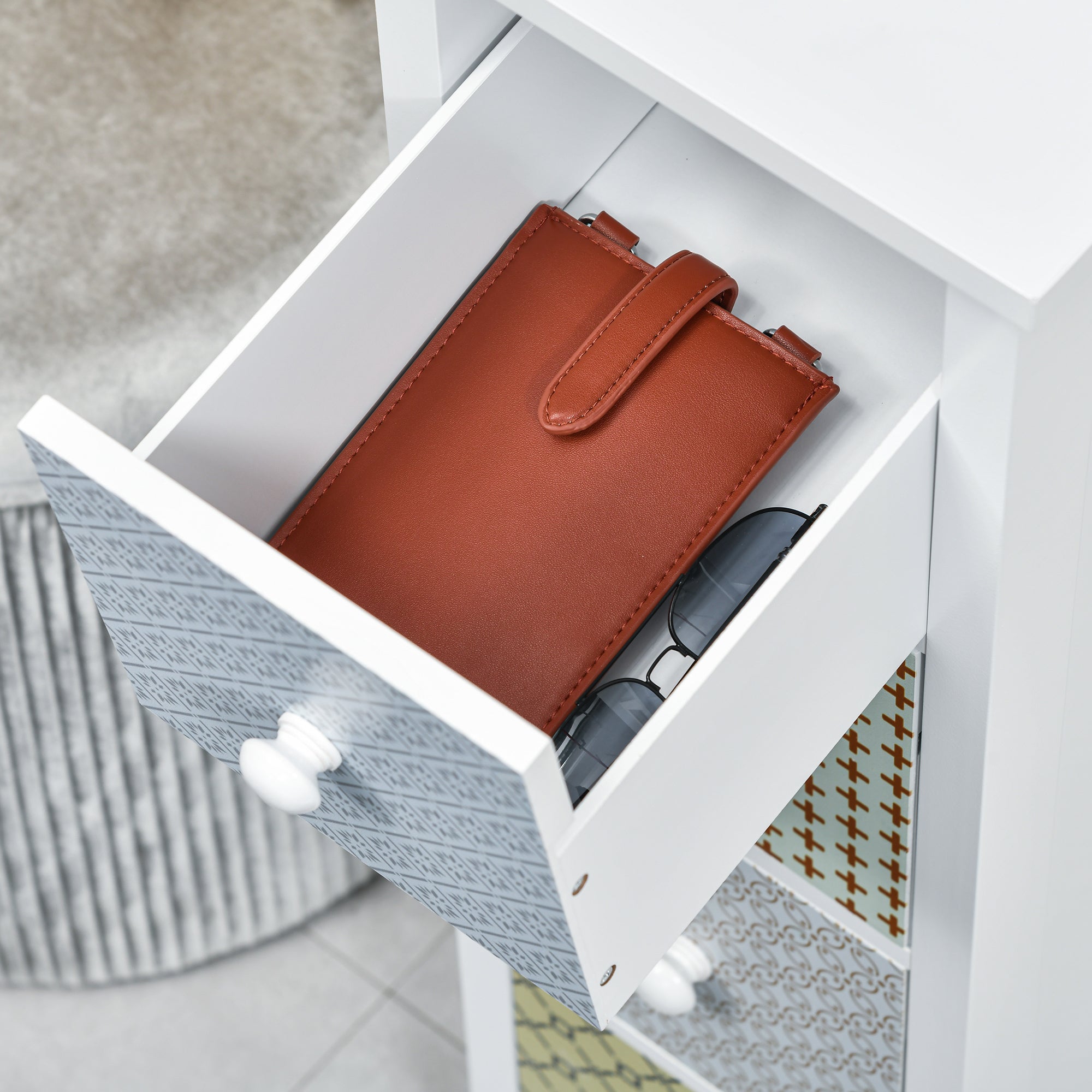 HOMCOM Chest of Drawers, 4 Drawer Dresser, Storage Organizer Toilet Tissue Cabinet for Bedroom, Bathroom