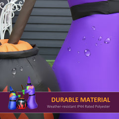HOMCOM 1.8m Inflatable Halloween Lawn Decoration with LED Witches Around A Black Cauldron Outdoor Air Blown Holiday Décor