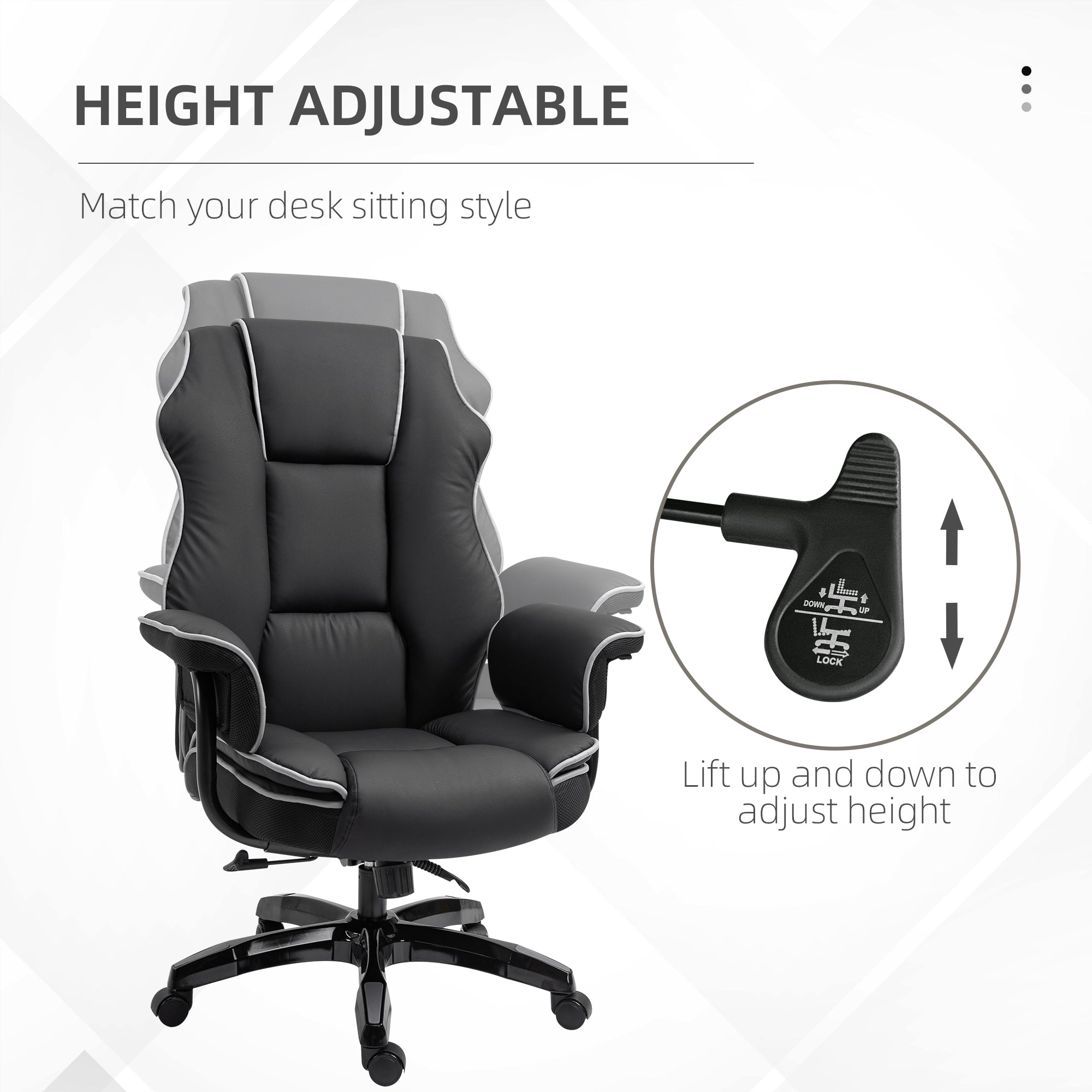 Vinsetto Faux Leather Executive Office Chair, with Contrast Piping - Black/White