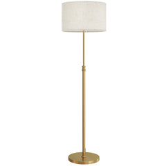 HOMCOM Floor Lamp with Remote, Height Adjustable Standing Lamp with Linen Shade, Dimmable with 3000K-6000K Adjustable Colour Temperatures, Foot Switch for Living Room Bedroom Office, Gold Tone