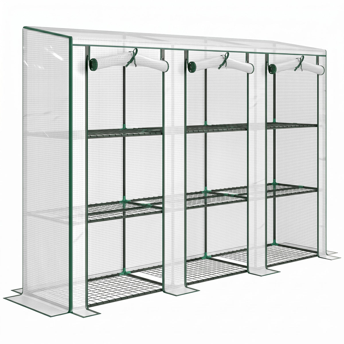 Outsunny 46 x 215 cm Nine-Shelf Greenhouse - White