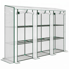 Outsunny 46 x 215 cm Nine-Shelf Greenhouse - White