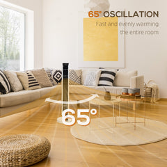HOMCOM 1100W/2200W Space Heater with 65° Oscillation, Electric Heater with 2 Heat and Fan, 8-Hour Timer, Overheat & Tip Over Protection for Bedroom, 29 inch
