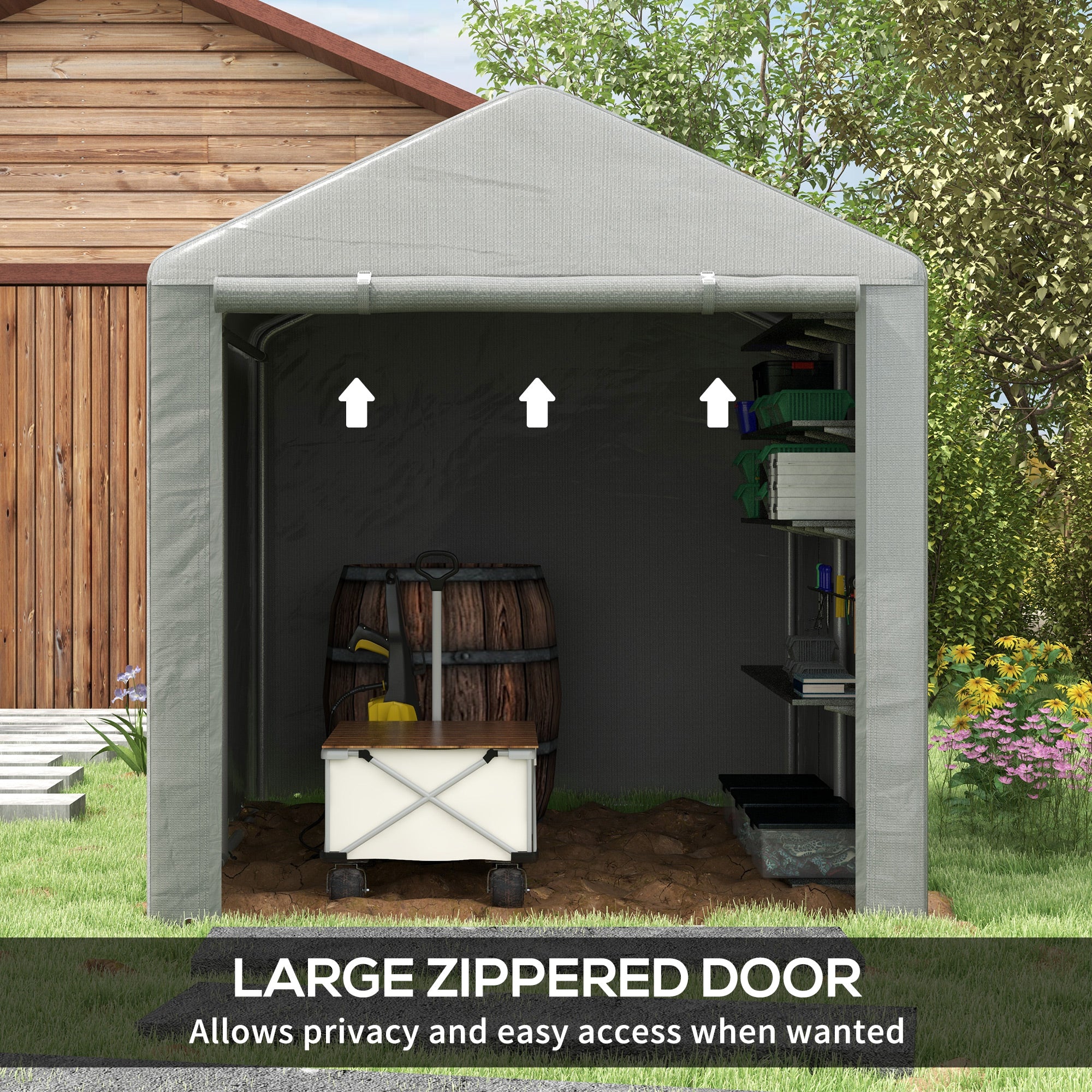 Outsunny 2.2 x 1.6 m Outdoor Storage Tent, with Accessories - Light Grey