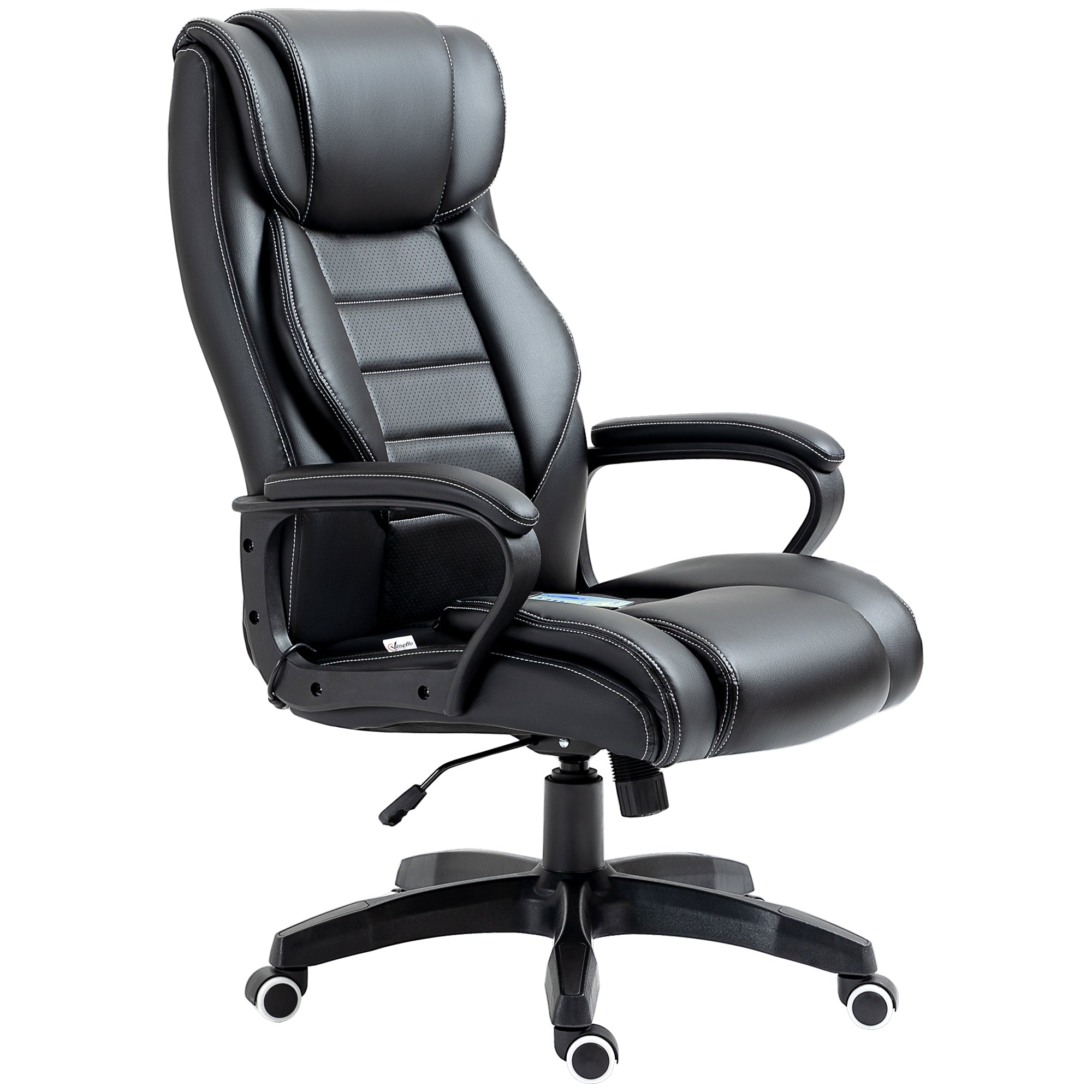 Vinsetto Office Chair with 6-Point Maaage, PU Desk Chair with Padded Seat and Armrest, Computer Chair with Tilt Function for Home, Black