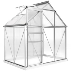 Outsunny 192.5 x 131cm Walk-In Polycarbonate Greenhouse - Silver-Tone