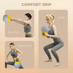 SPORTNOW 10KG Soft Kettlebell, Kettlebell with Non-Slip Handle for Home Gym, Weight Lifting, Strength Training, Yellow/Grey