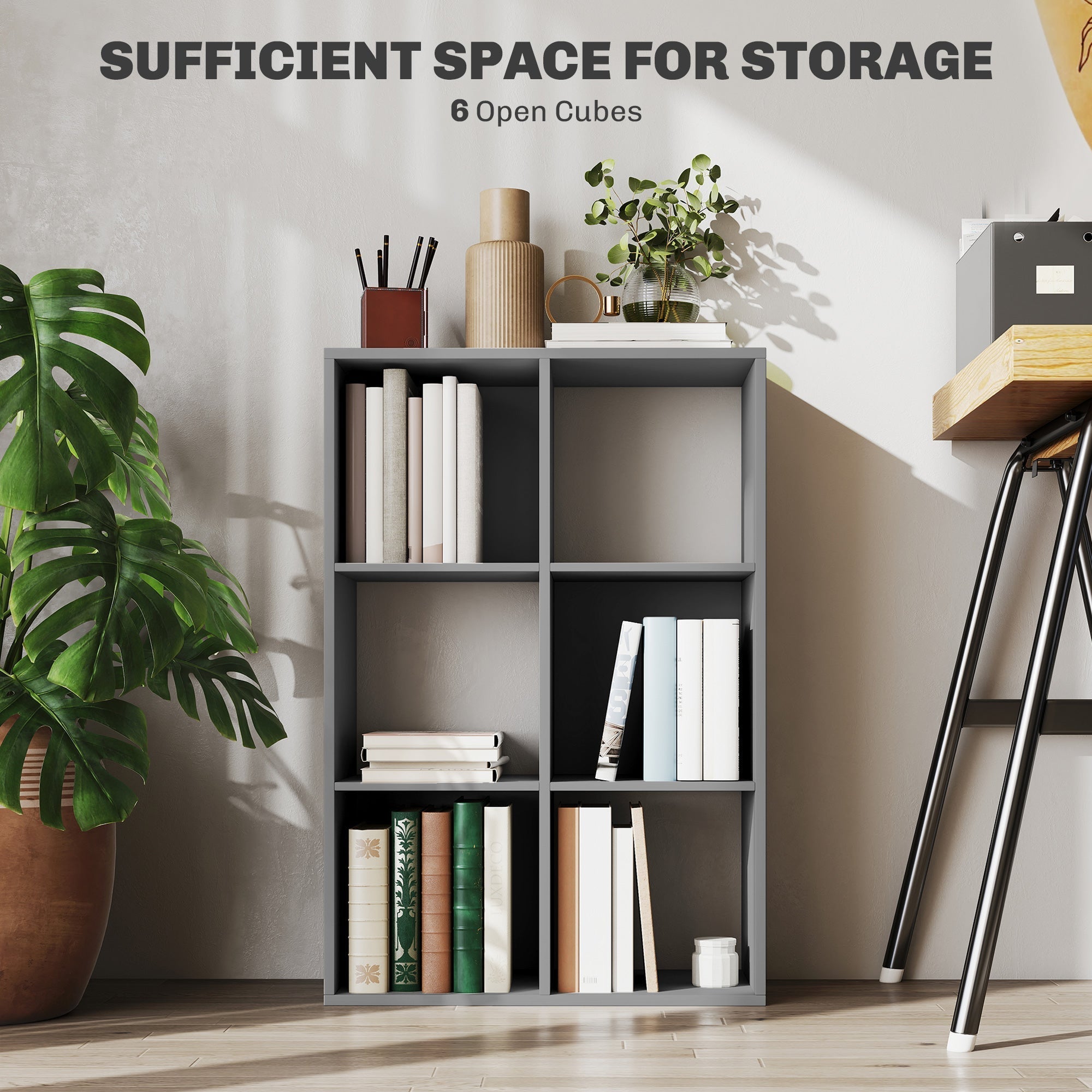 HOMCOM 6-Cube Bookshelf - Light Grey
