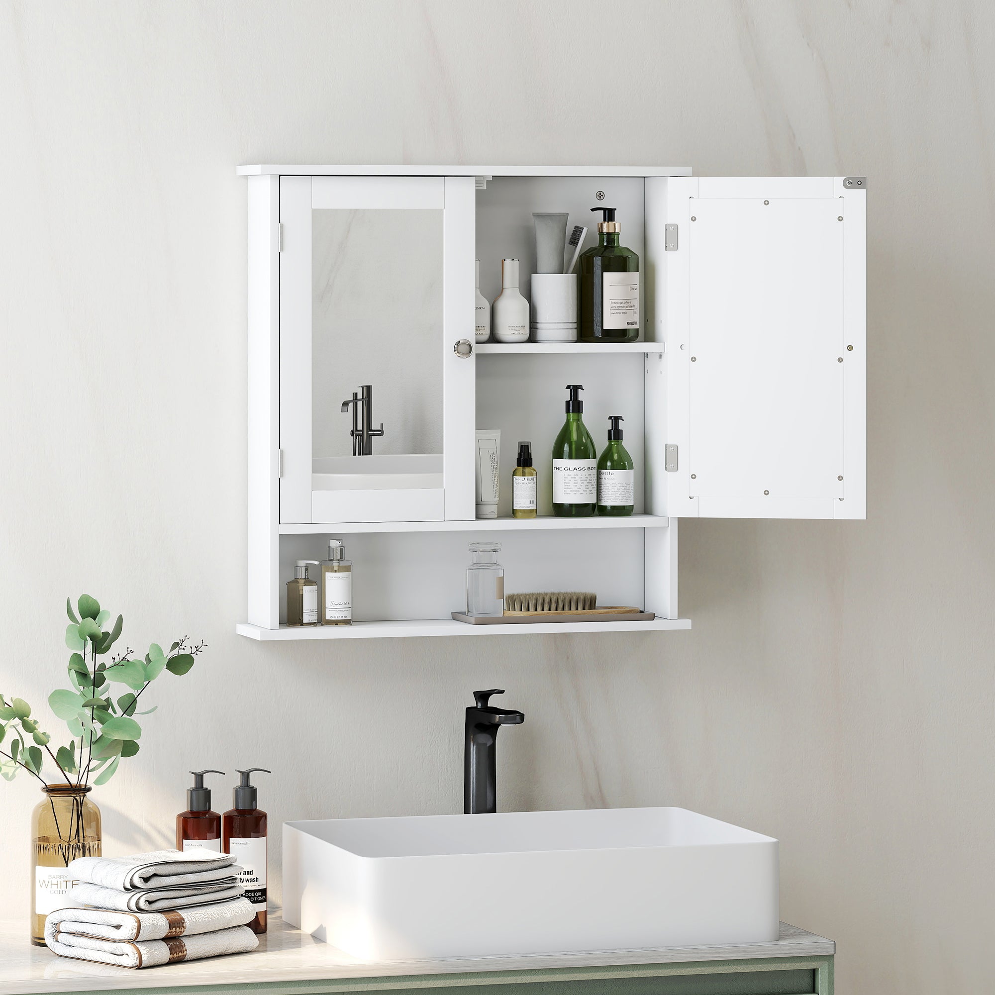 kleankin Bathroom Wall Storage Cabinet - White