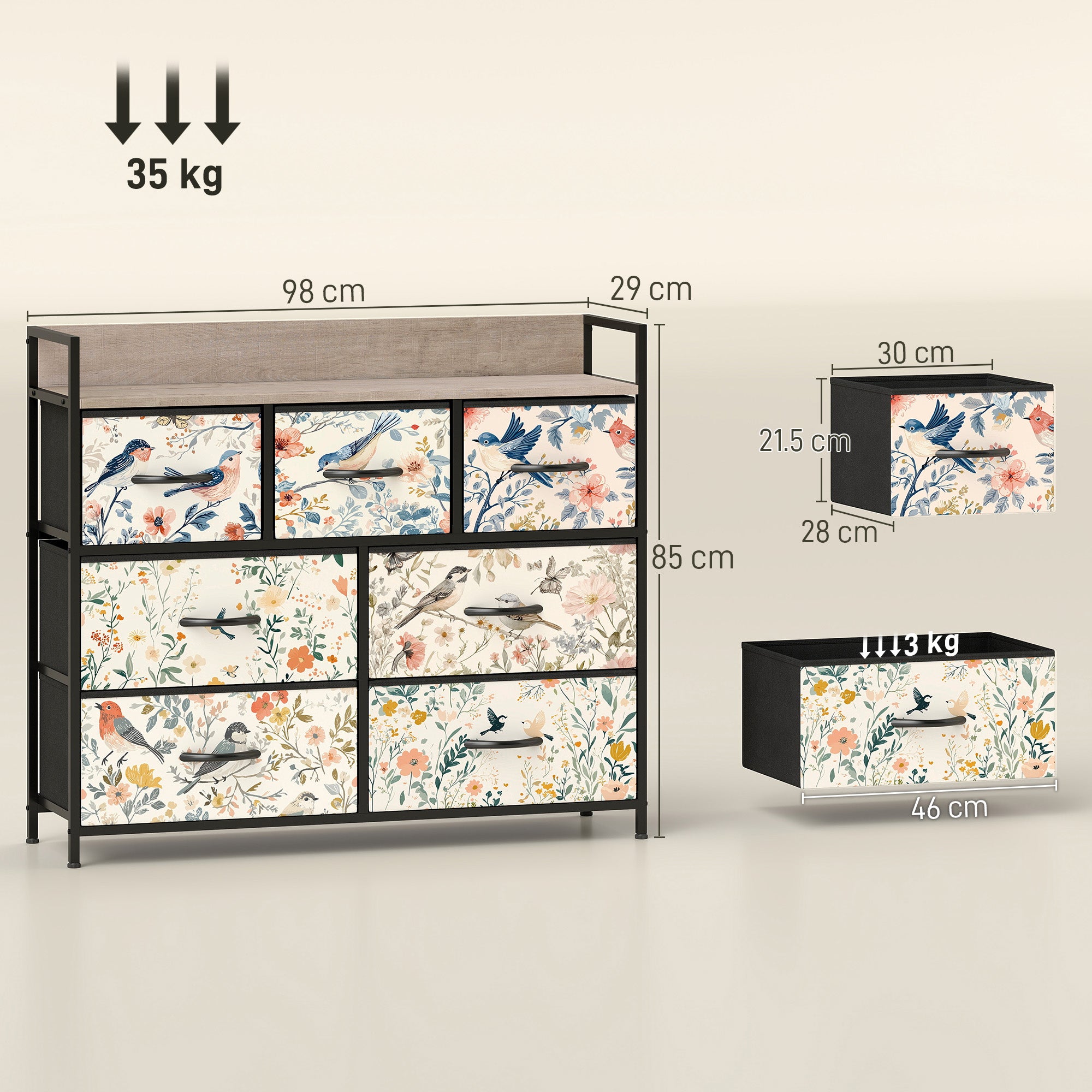 HOMCOM 7-Drawer Chest of Drawers - White