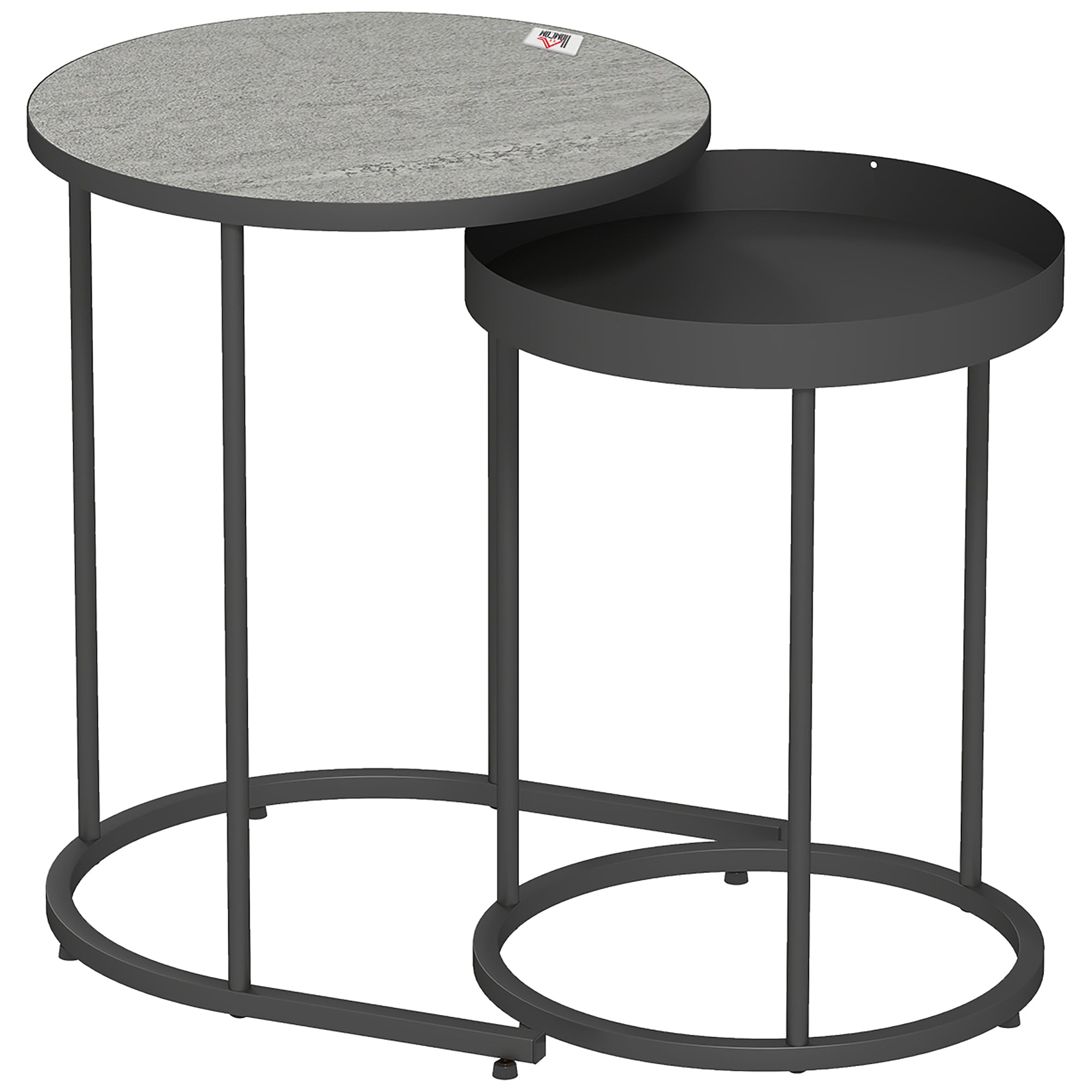 HOMCOM Set of Two Industrial Nesting Tables - Grey