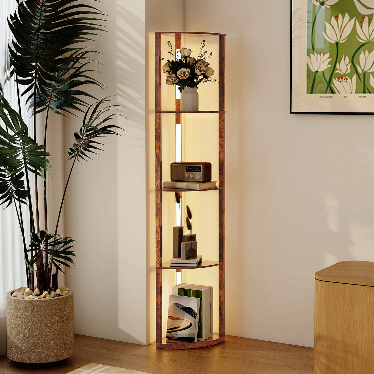 HOMCOM Three-Tier Corner Floor Lamp