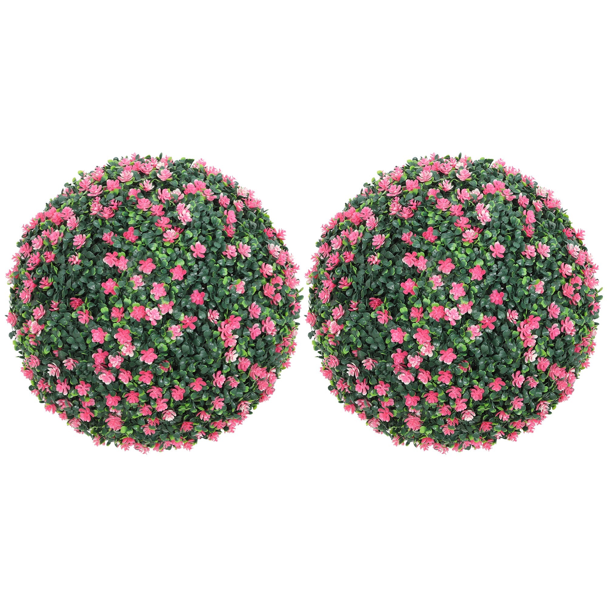HOMCOM Set of Two Artificial Boxwood Balls Plants - Pink