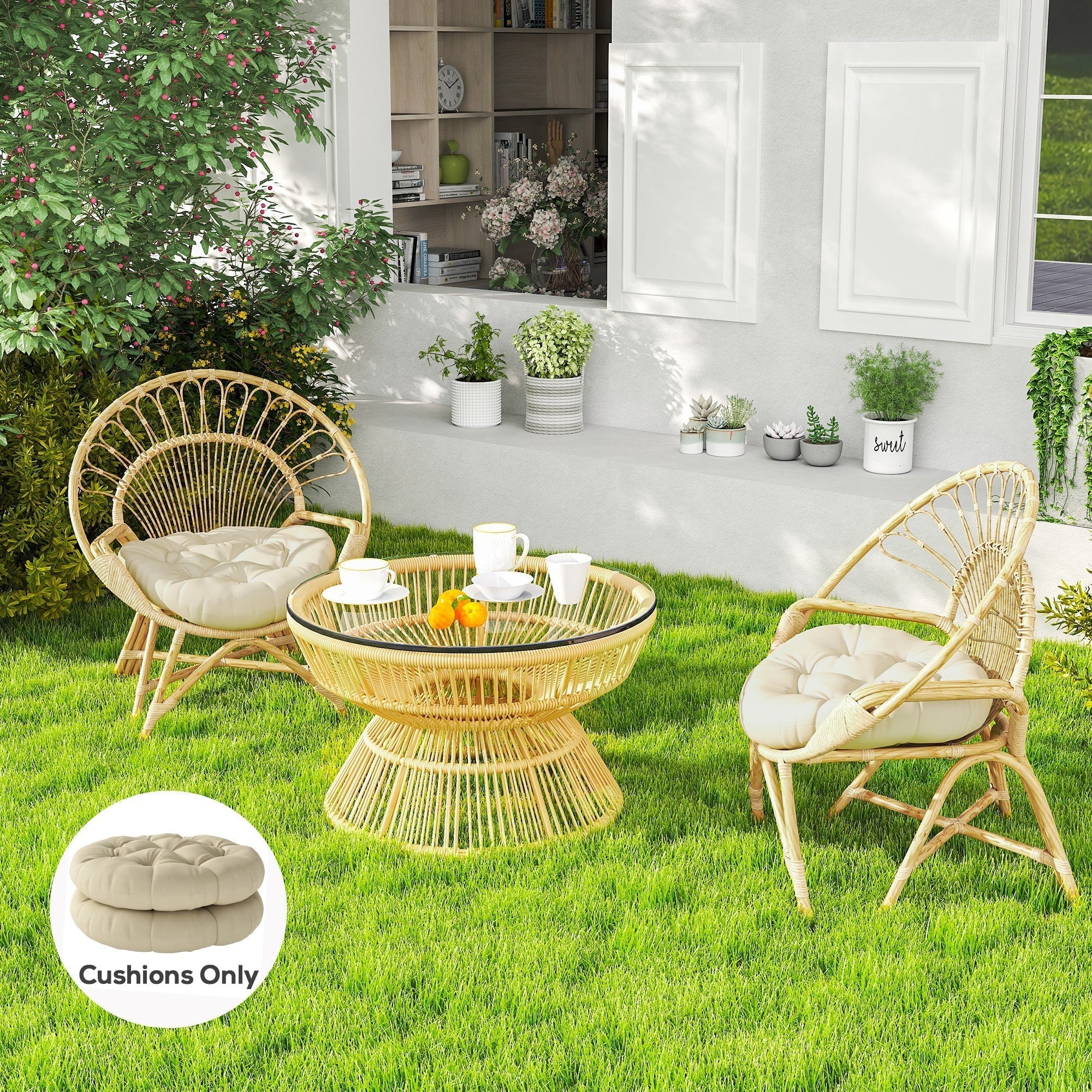Outsunny Set of Two â60cm Outdoor Cushions - Beige