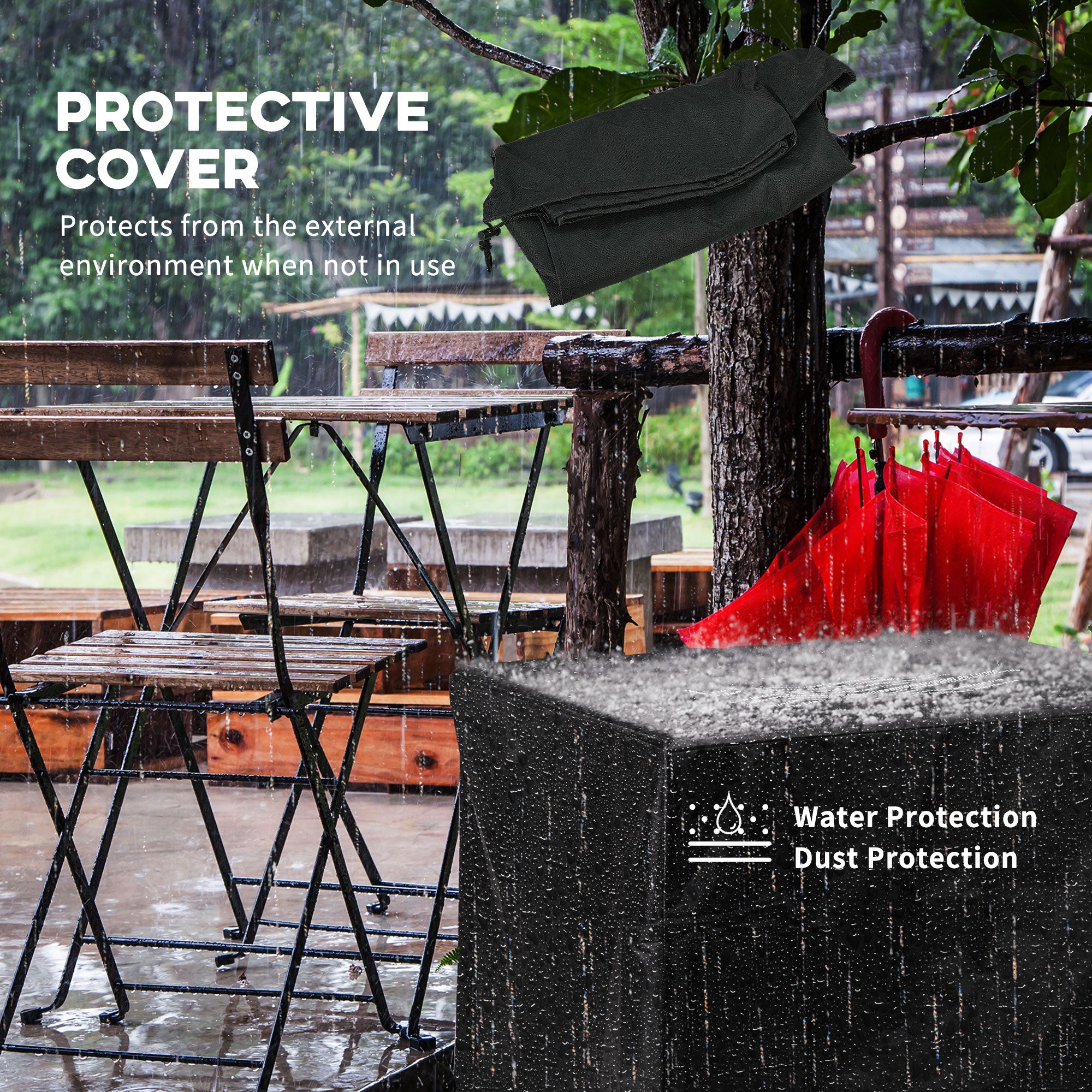 Outsunny 50,000 BTU Gas Fire Pit Table with Cover and Glass Beads, Brown