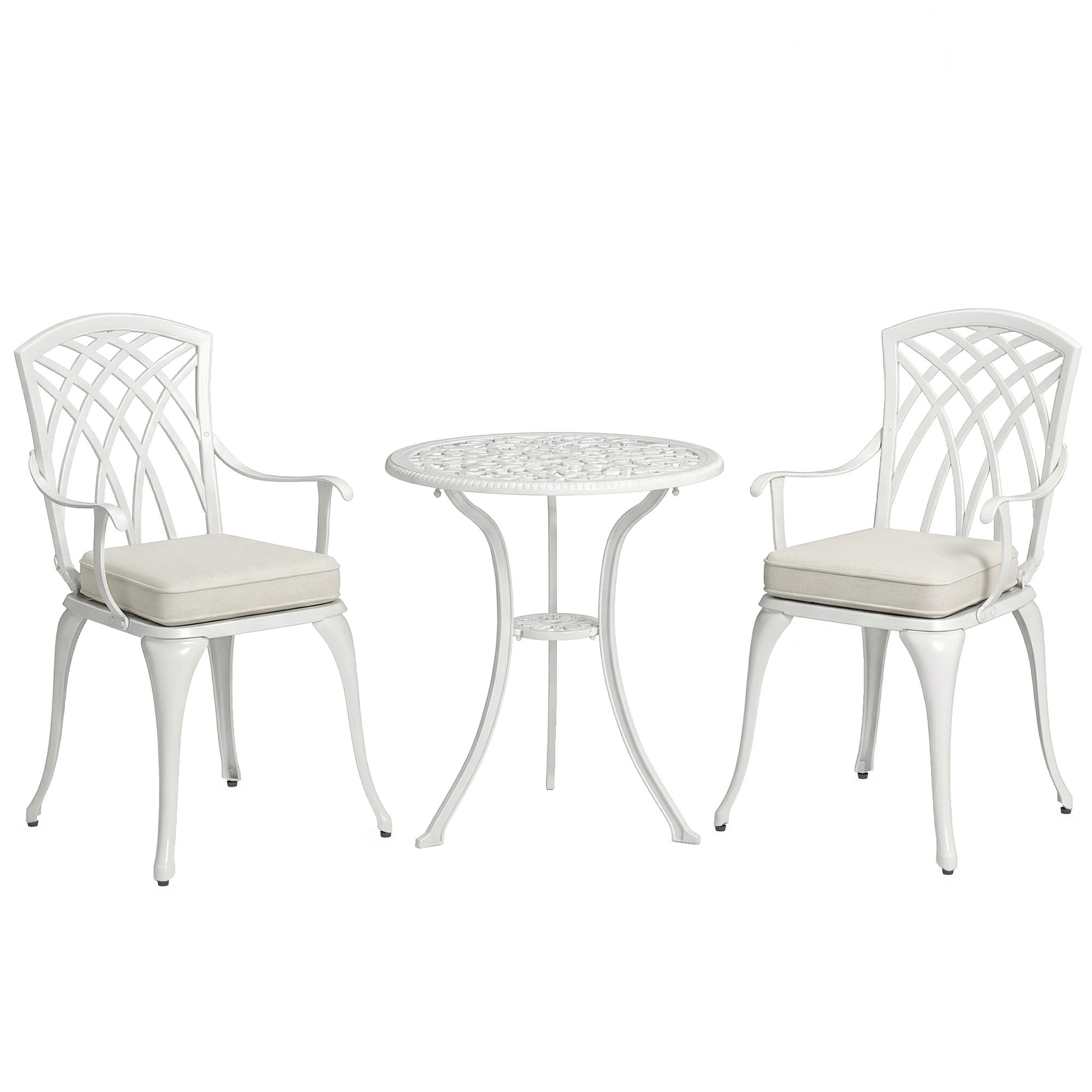 Outsunny Three-Piece Cast Aluminium Bistro Set - White