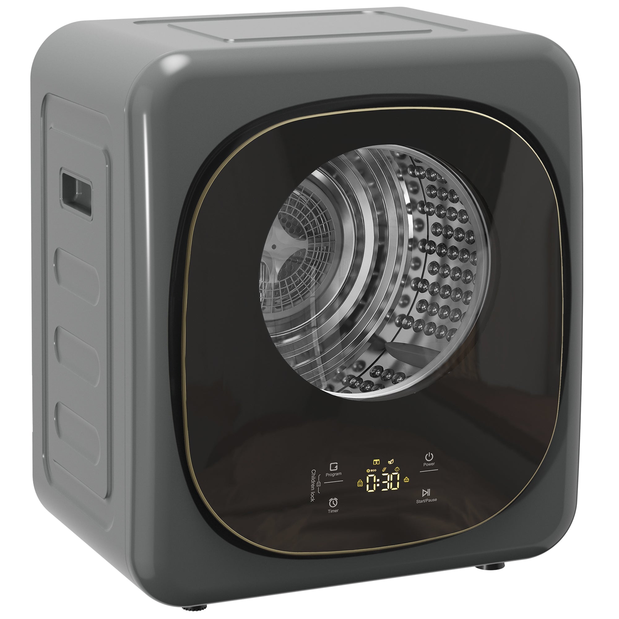 HOMCOM 4kg Vented Tumble Dryer with 5 Drying Mode, 800W Compact Freestanding Front Tumble Dryer Grey